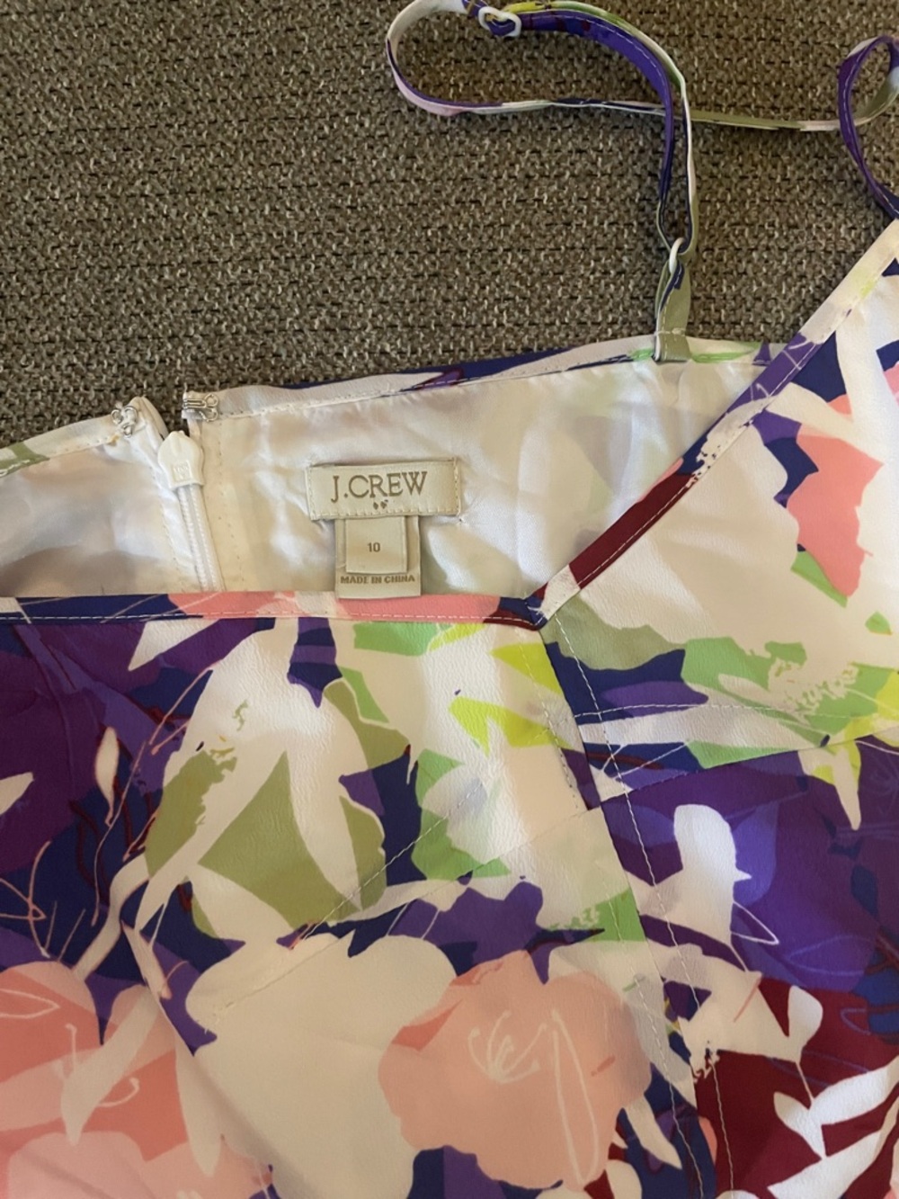 J. Crew Multicolor Floral Spaghetti Strap Dress - Purple Pink Green White - Picture 6 of 6